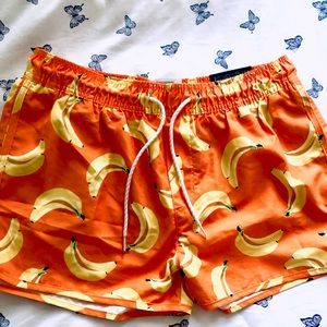 Banana print retro runners short